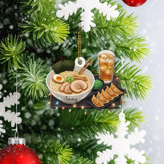 Discover PERSONALIZABLE Ramen Ornament, CUSTOMIZABLE Japanese Food Christmas Decor, Gift for Food Lovers, Friends, Family, Him, Her, Kitchen Charm