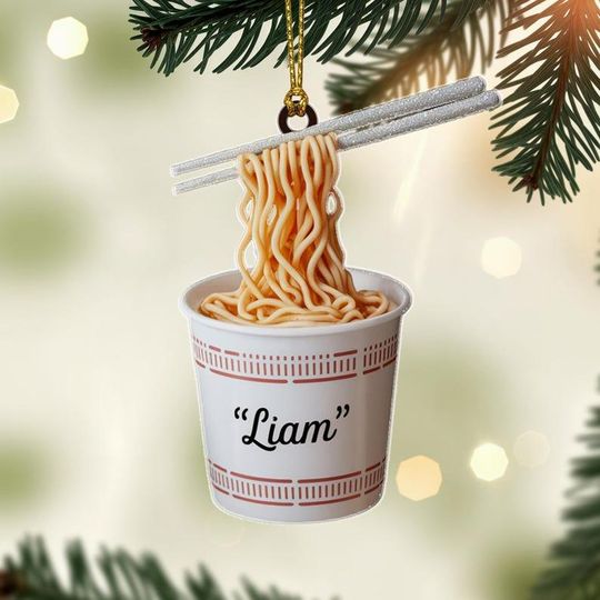 Discover Custom Ramen Noodles Christmas Ornament, Tree Hanging Decor, Flat 2D Acrylic, Personalized Food Lover Gift for Him  Holiday Keepsake 2025