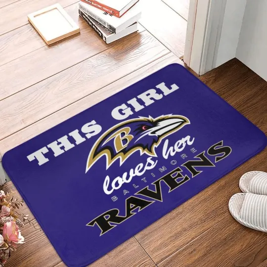 This Girl Loves Her Baltimore Ravens Football Doormat, Gift For Fan