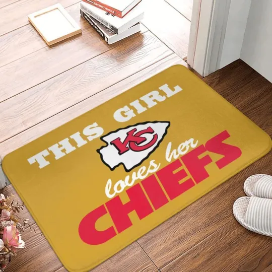 This Girl Loves Her Kansas City Chiefs Football Doormat, Gift For Fan