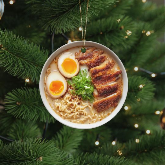 Discover Ramen Ornament, Funny Japanese Food Ornament, Ramen Bowl Christmas Decor, Foodie Sushi Lover Ornament, White Elephant or Secret Santa Gift