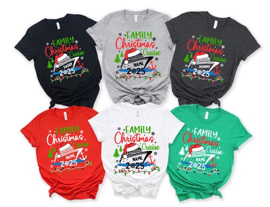 Discover Personalized Christmas Cruise 2025 Shirt, Custom Christmas Cruise Shirt, Family Christmas Cruise Shirt, Christmas Family Vacation Shirt