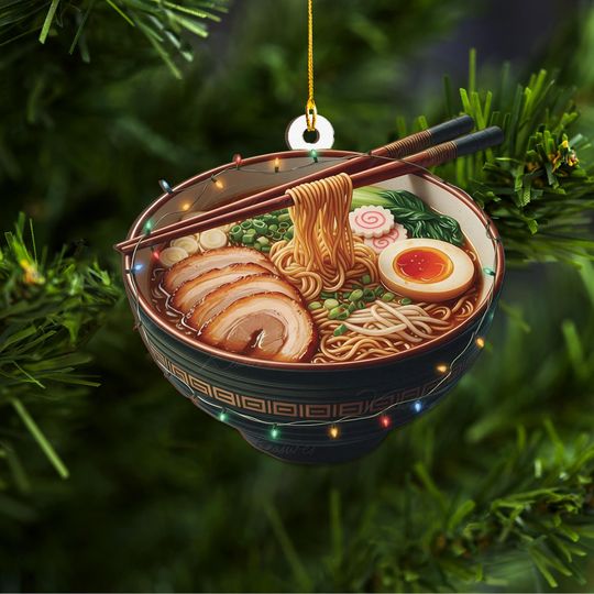 Discover Ramen Christmas Ornament, Unique Japanese Food Lover Gift, Personalized Kitchen Decor, Funny Noodle Bar Xmas Tree Hanging Charm