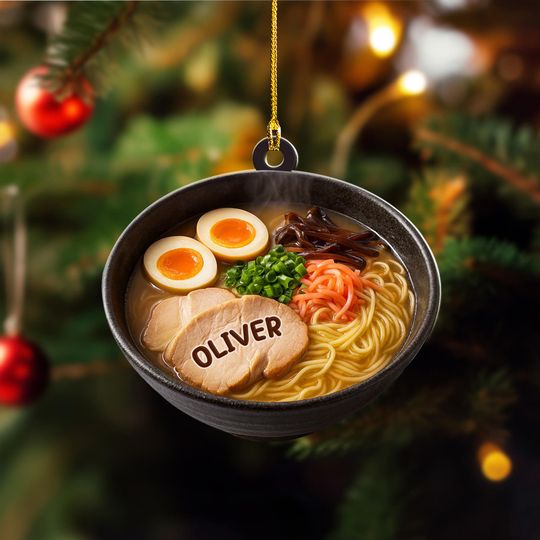 Discover Personalized Ramen Christmas Ornament: Custom Noodle Tree Decor, Ramen Lover Gifts