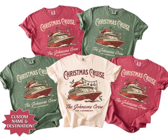 Discover Personalized Christmas Family Cruise T-Shirt, Cruisemas 2025 Matching Shirts, Custom Holiday Trip