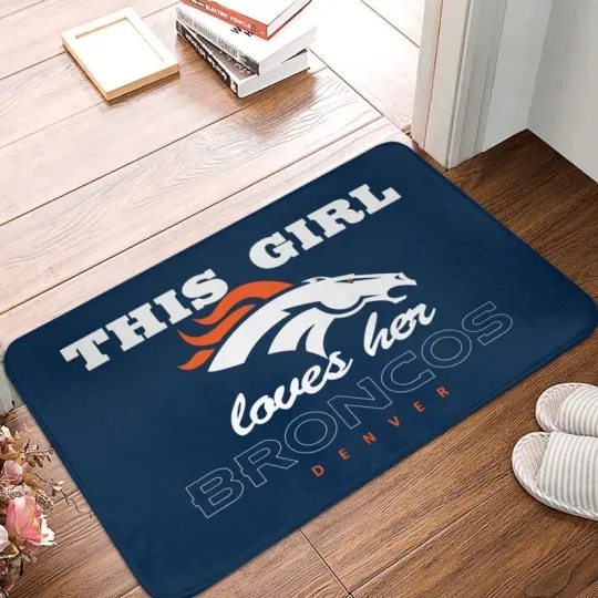 This Girl Loves Her Denver Broncos Football Doormat, Gift For Fan