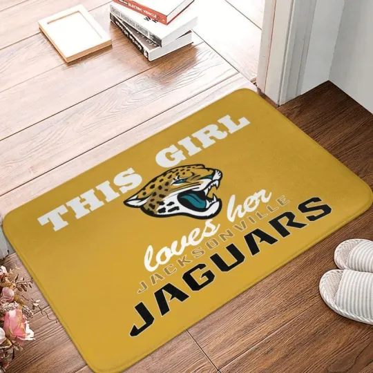 Discover This Girl Loves Her Jacksonville Jaguars Football Doormat, Gift For Fan