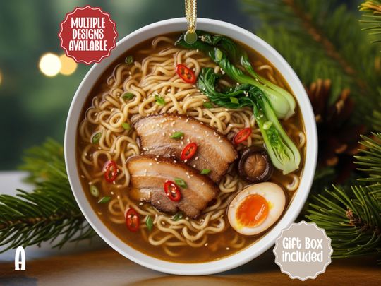 Discover Ramen Ornament, Funny Christmas Ornament, Foodie Gift, Noodle Lover Holiday Decor