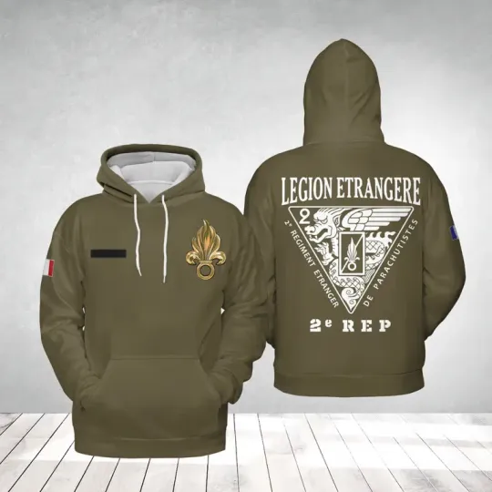 Discover Custom Name French Army 2nd Foreign Parachute Regiment Hoodie 3D, Christmas Gift