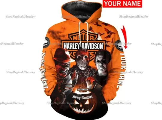 Discover H.Davidson Motorcycle Happy Halloween Cool Motor 3D All Over Printed Hoodie