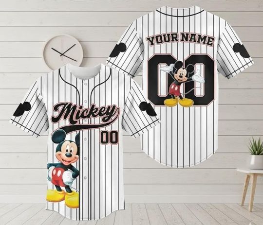 Discover Personalized Disney Mouse Baseball Jersey, Custom Disneyland Team Shirt, Birthday Gift for Disney Fans