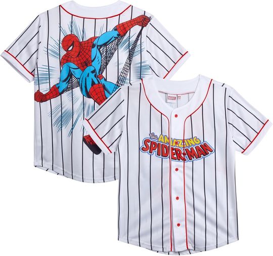Discover Marvel Spider-Man Boys Baseball Jersey - Vintage Avengers Spidey Shirt for Kids