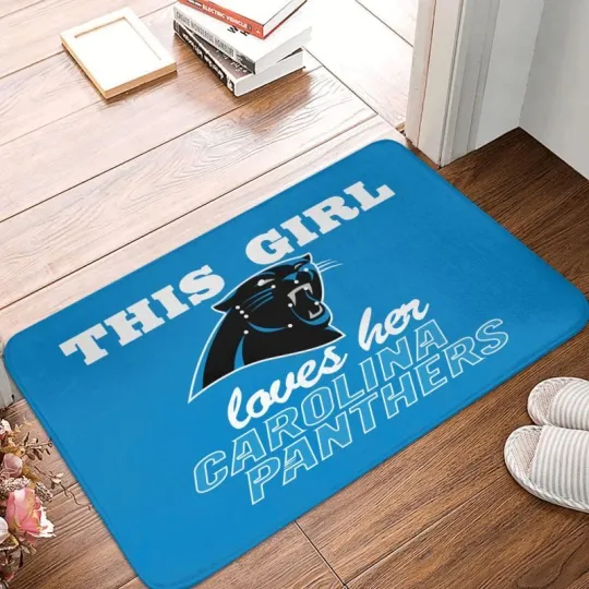 This Girl Loves Her Carolina Panthers Football Doormat, Gift For Fan