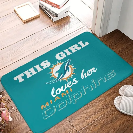 This Girl Loves Her Miami Dolphins Football Doormat, Gift For Fan