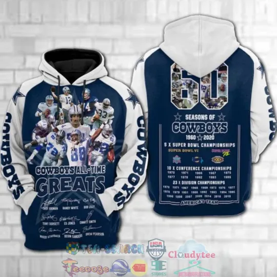 Discover football Dal@las Cow*boys All Time Greats 3D Hoodie, Christmas Gift