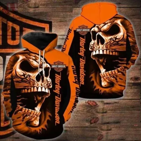 Discover Haarleyy Davidson 3D Hoodie, Haarleyy Davidson Unisex Size Full US Printed 3D S-kull, Christmas Gift