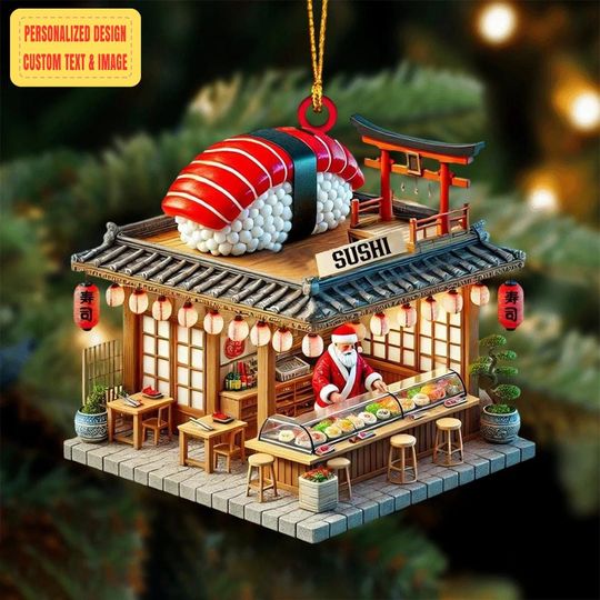 Discover Personalized Sushi Shop Ornament 2025, Custom Japanese Restaurant Decor, Sushi Lover Gift, Chef Ornament, Christmas Keepsake