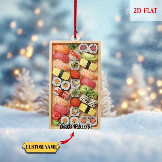 Discover Personalized Sushi Christmas Ornament, Custom Japanese Food Xmas Gift for Food Lovers, Holiday Kitchen Decoration 2025
