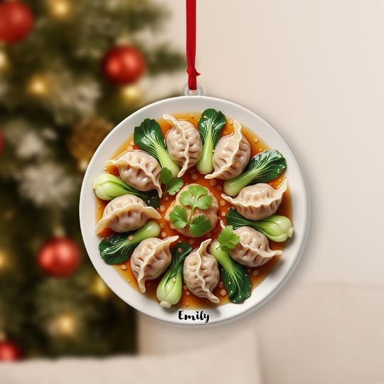 Personalized Dumpling Ornament  Custom Name Asian Food Christmas Tree Decoration