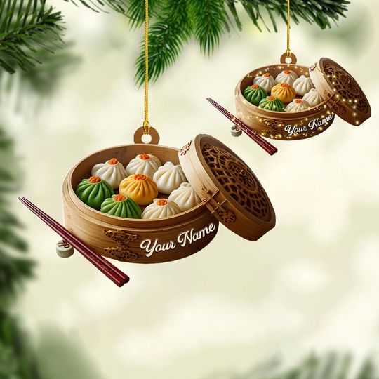 Discover Custom Dim Sum Ornament, Personalized Food Lover Chinese Christmas Gift