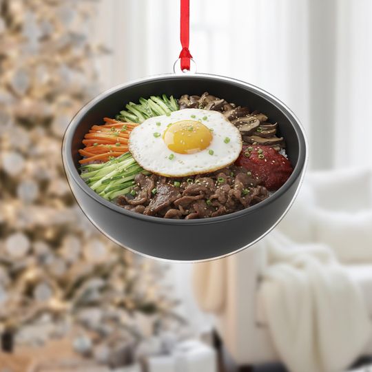 Discover Bibimbap Bowl Christmas Ornament - Unique Food Lover Gift, Korean Cuisine Fans Decor