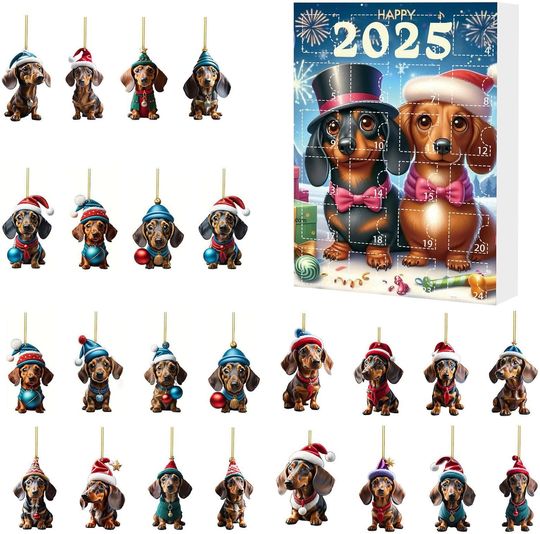 Discover 2024 Christmas Dachshund Acrylic Advent Calendar Countdown Calendar Home Decorations