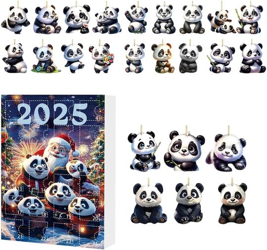 Discover 2D Acrylic Panda Advent Calendar 2025, 24-Day Christmas Hanging Ornaments for Panda Lovers