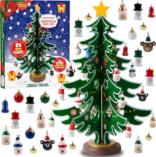 Discover JOYIN 2025 Christmas Acrylic Advent Calendar with 24 Ornaments, Countdown Calendar with Christmas Tree for Kids