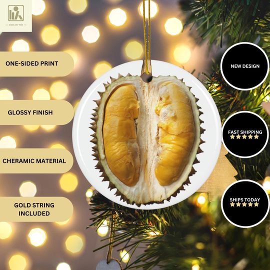 Discover Durian Christmas Ornament, Exotic Fruit Decor, Unique Holiday Ornament, Smelly Fruit Gift, Tree Decoration, Tropical Fruit
