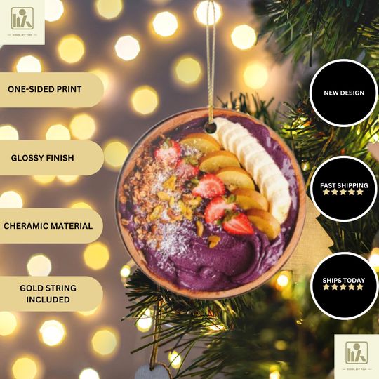 Discover Acai Bowl Christmas Ornament, Bali Bowl Ornament, Holiday Decor, Christmas Tree Decoration, Handmade Gift, Art Decor