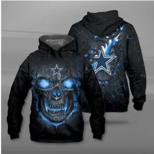 Discover football Cowboys Fire Skull Lava 3D Shirt Hoodie