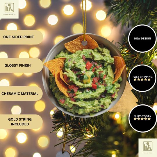 Discover Guacamole Lover Christmas Ornament, Mexican Food Holiday Decor, Festive Tree Ornament, Foodie Gift, Green Decor