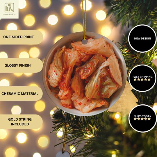 Discover Kimchi Christmas Ornament, Asian Food Decor, Korean Food Gift, Unique Holiday Decoration, Foodie Gift