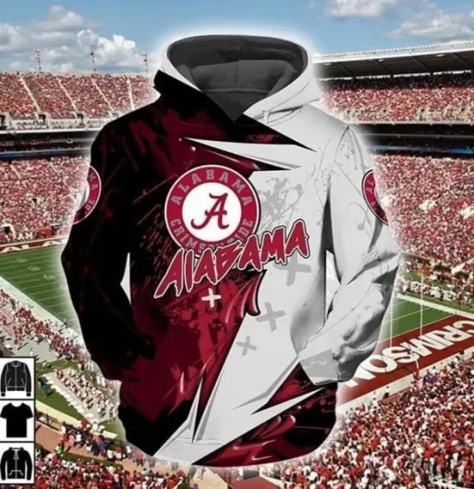 Discover Ala.ba!ma Cri@mson Tide For Football Lover 3D Printed Hoodie