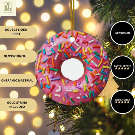 Discover Donut Christmas Ornament, Donut, Food Lover Gift Idea, Sprinkles, Christmas Decor, Sweet Tooth, Dunkin Donuts, Food Ornament, Unique gift