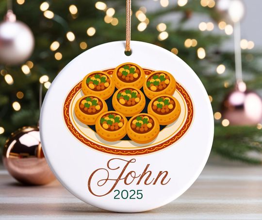 Discover Indian Snack Pani Puri Custom Ornament, Foodie Holiday Decoration