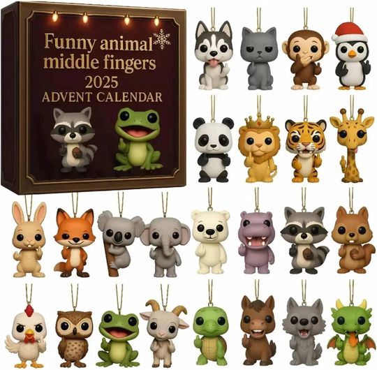 Discover Acrylic Advent Calendar 2025 Funny Animal Middle Finger Christmas Countdown Calendar , 24 Surprise Days
