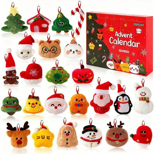 Discover Acrylic Advent Calendar 2025 with Plush Toys, 24-Day Surprise Mini Stuffed Animals Christmas Gift for Kids Teens Adults
