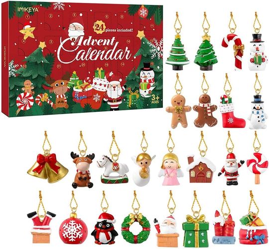 IMIKEYA 2025 Advent Calendar Set of 24 Resin Christmas Ornaments  Christmas Tree Decorations