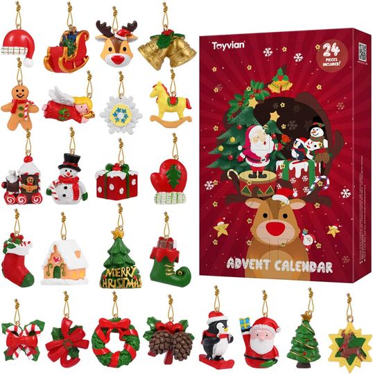 Discover Toyvian 24 Pcs Acrylic Advent Calendar Christmas Tree Ornaments Countdown DIY Miniature Decorations