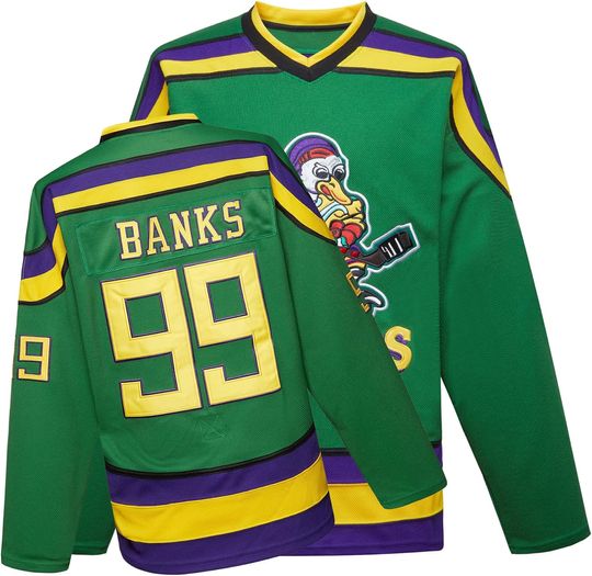 Mighty Ducks Movie Ice Hockey Jersey Charlie Conway #96 Adam Banks  Men’s Hockey Jersey
