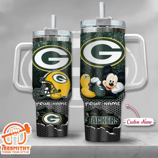 Discover Custom football Green Bay Packer Mickey Mouse Stanley Quencher Tumbler 40oz