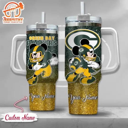 Discover Custom Green Bay Packer football Mickey Mouse Glitter Stanley Quencher Tumbler 40oz