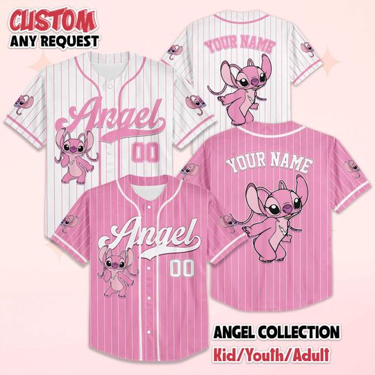 Discover Custom Stitch Angel Baseball Jersey, Disneyland Baseball Shirt, Personalized Disney Stitch Angel Jersey, Magic Kingdom Shirt, Birthday Gifts