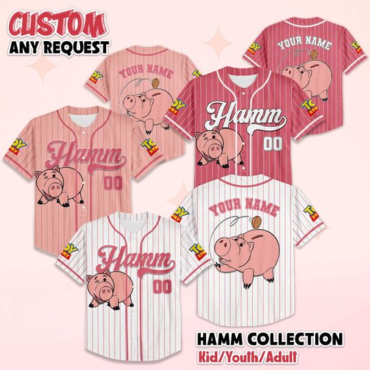 Discover Custom Hamm Toy Story Baseball Jersey, Personalized Kid Youth Adult Shirt, Toy Story Shirt, Disney Family Trip Shirts, Toy Story Fan Gift