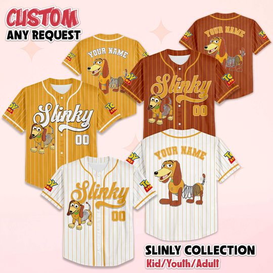 Discover Personalized Toy Story Slinky Dog Baseball Jersey, Disney Toy Story Slinky Dog Jersey Shirt, Slinky Dog Baseball Teams