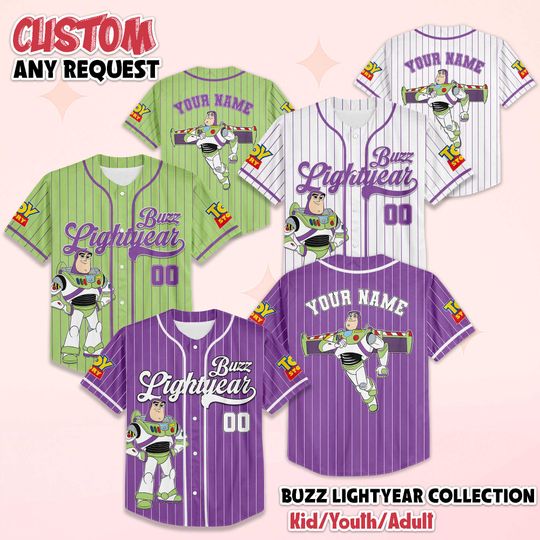 Discover Custom Buzz Lightyear Baseball Jersey, Toy Story Matching Jersey Sport, Disney Baseball Team Shirt, Toy Story Kid Adult Baseball Jersey