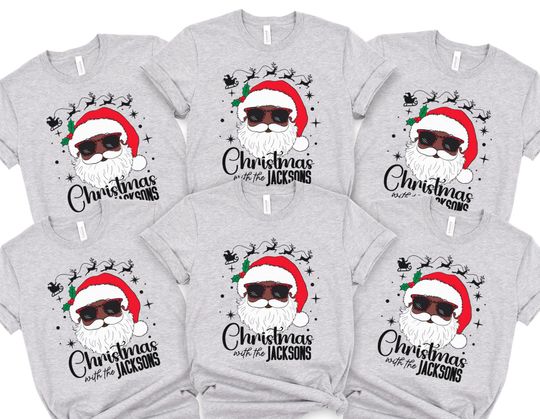 Black Family Christmas Shirts, Santa Family Shirt, Matching Xmas Santa Tees, Christmas Matching Shirts, Family Christmas Shirts