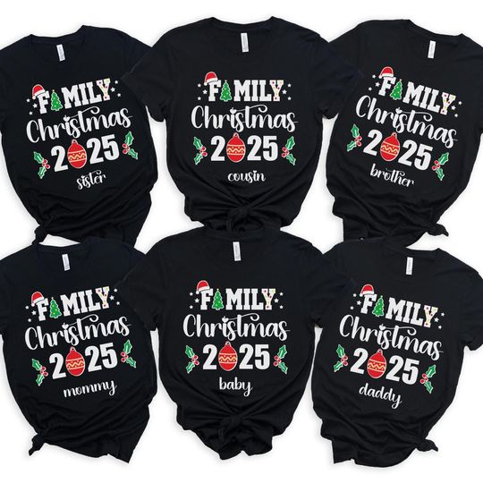 Discover Family Christmas group Shirt, Matching Family Christmas Shirts, Custom Christmas Tee, Christmas custom name family Tshirt 2025
