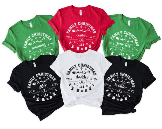 Discover Christmas family matching shirt, Family Christmas 2025 Shirt, Christmas Shirt, Matching Christmas Santa Shirt, Christmas Party shirt